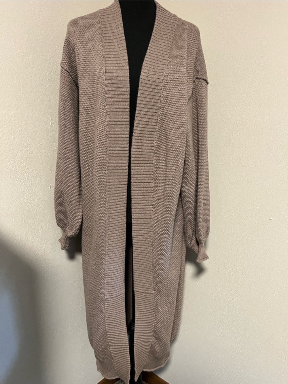Flat White x Anthropologie Livvy Long Open-Front Women's Cardigan Sweater-OS